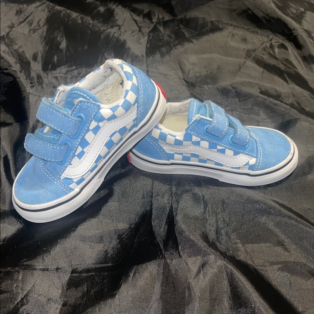 Vans Kids Blue and White Checkered Sneakers